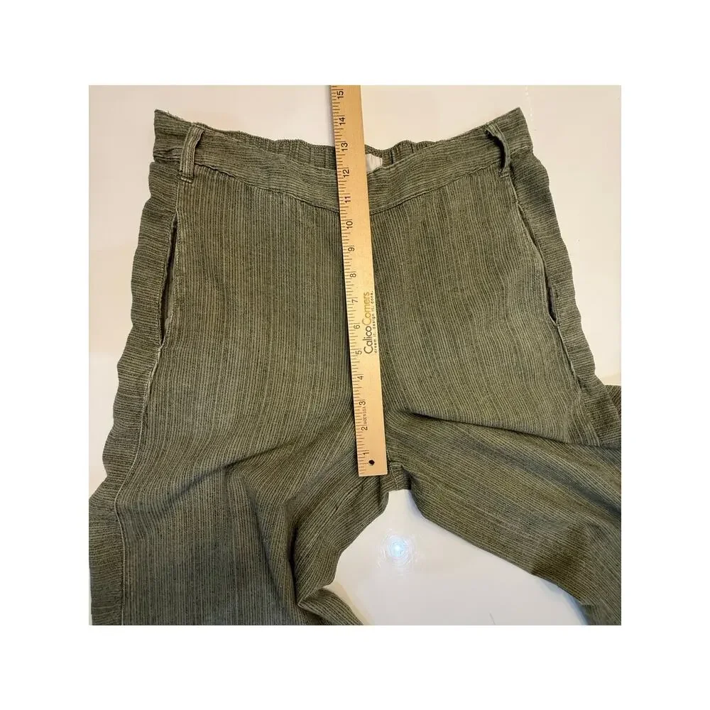 Anthropologie Olive Green Linen Blend Tie Waist Wide Leg Crop Pants Small ✨ 🫒🌿 - Picture 14 of 16